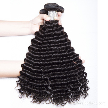 India Hair Bundles With Closure Deep Wave Bundles Cuticle Aligned Hair Weaves Natural Remy Human Hair Extension
